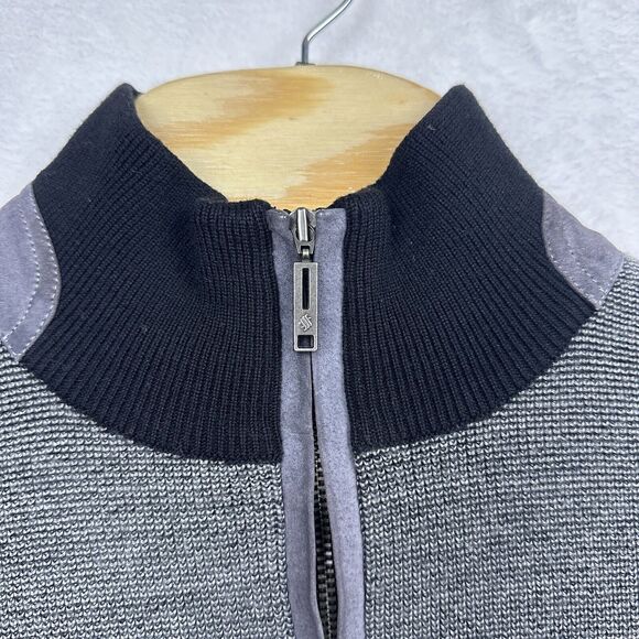 Enrico Rossini Wool Blend 1/4 Quarter Zip Men’s XL Sweater Elbow Patches Gray - Picture 15 of 16